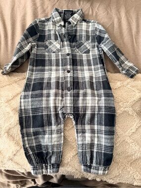 Little Bipsy Plaid Black & White Infant One-Piece